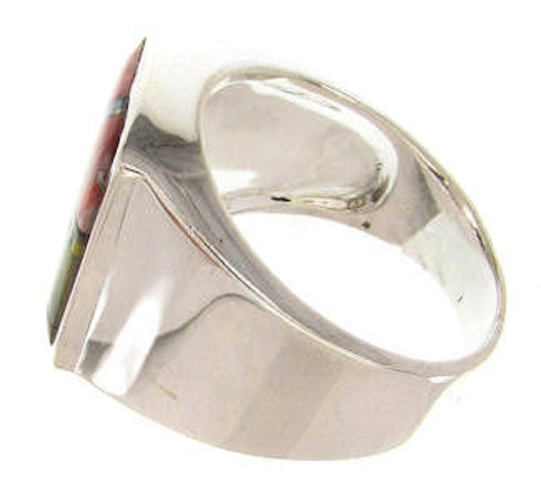 Native American Jewelry Silver Multicolor Ring Size 9-3/4 YS64588
